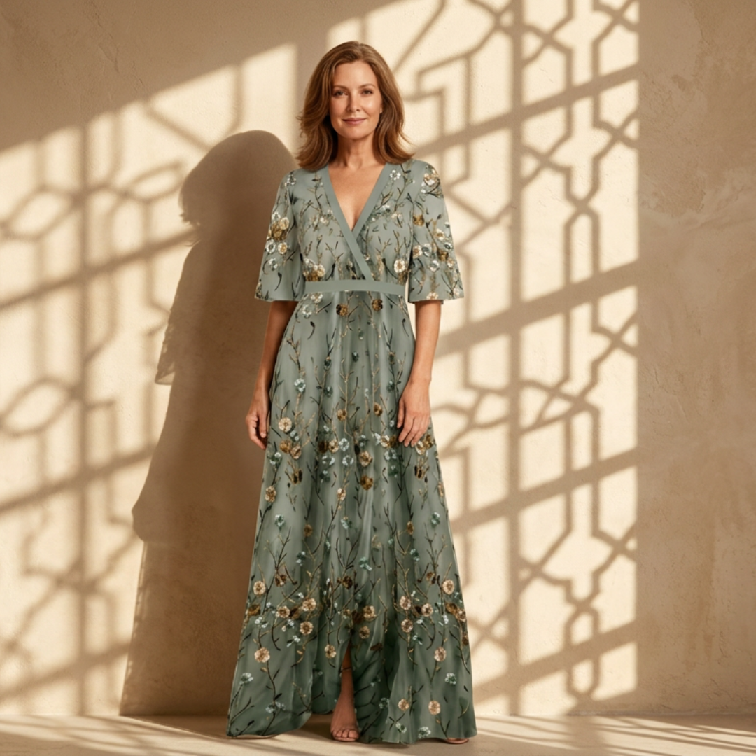 v neck short sleeve maxi dress Dress Fashion Casual Women V-Neck Short Sleeve Long Floral Print Slim  A-Line Dress Fall Dresses For Women