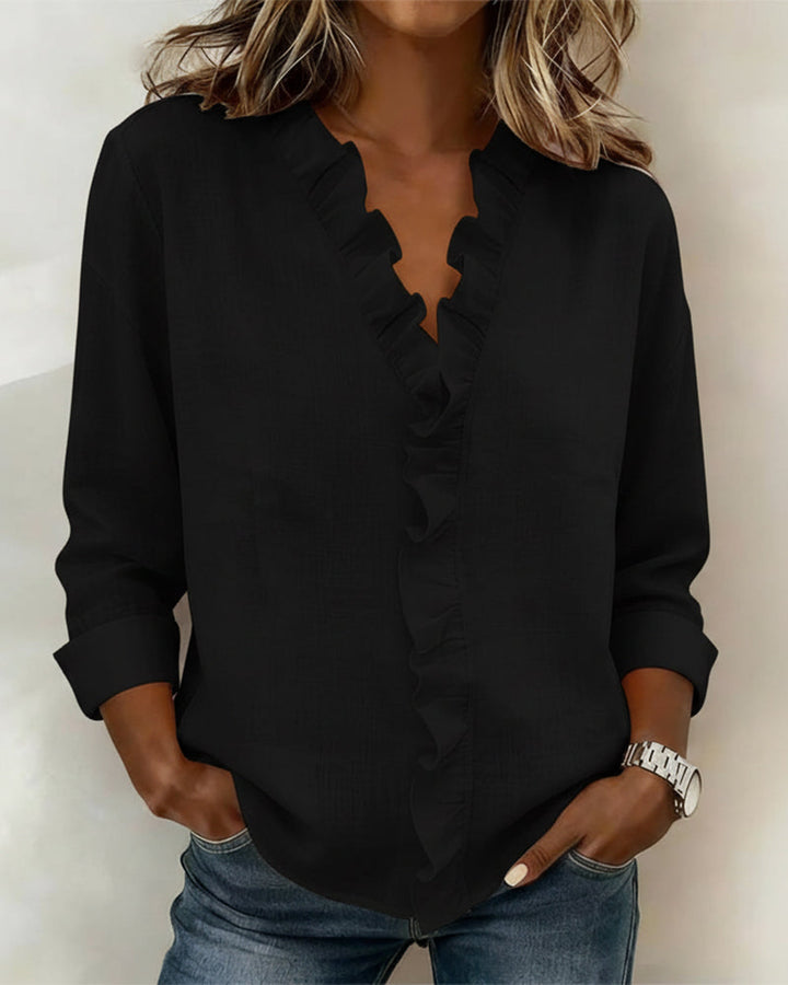 Amelia | V-Neck Blouse with Long Sleeves
