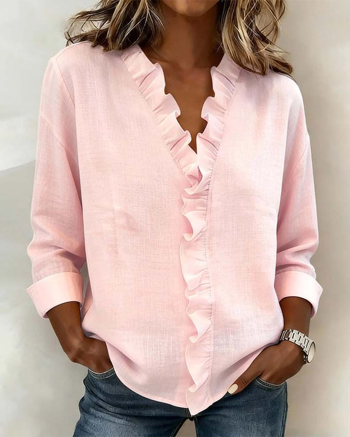 Amelia | V-Neck Blouse with Long Sleeves