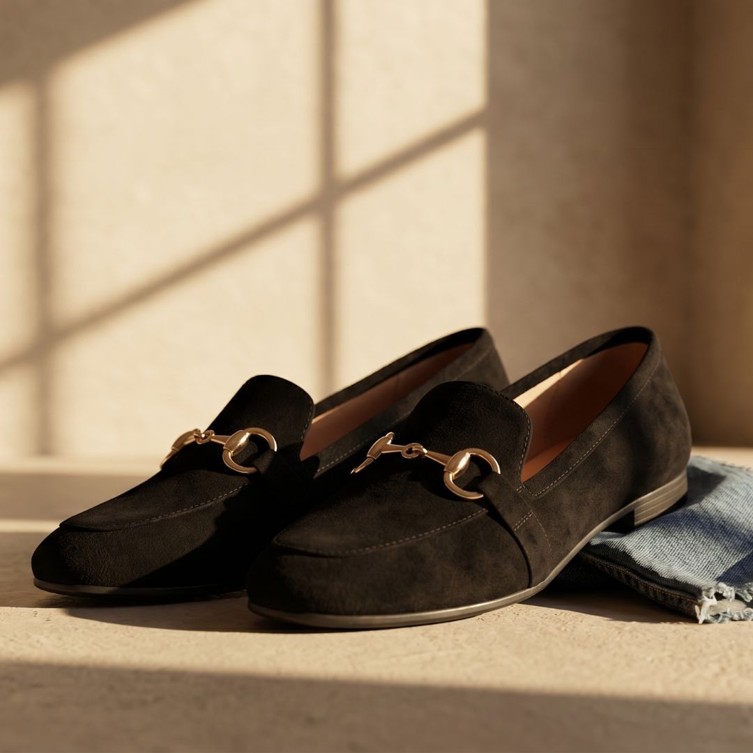 BLACK LOAFERS WITH GOLDEN CLIP