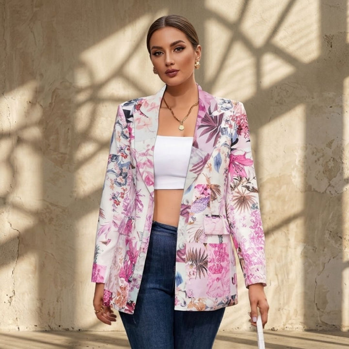 Avery™ - Modern Plaid Print Double Breasted Spring Blazer