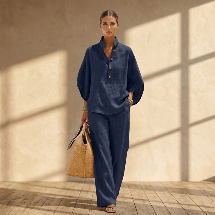 Mariel | Batwing Sleeve Suit with Wide-Leg Pants