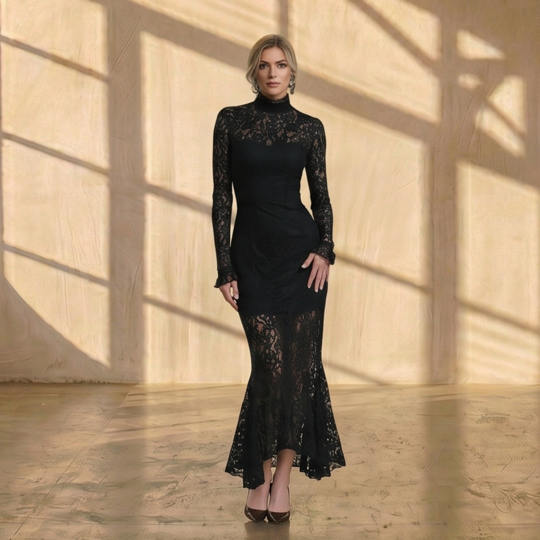 Monica | Elegant Lace Fishtail Maxi Dress
