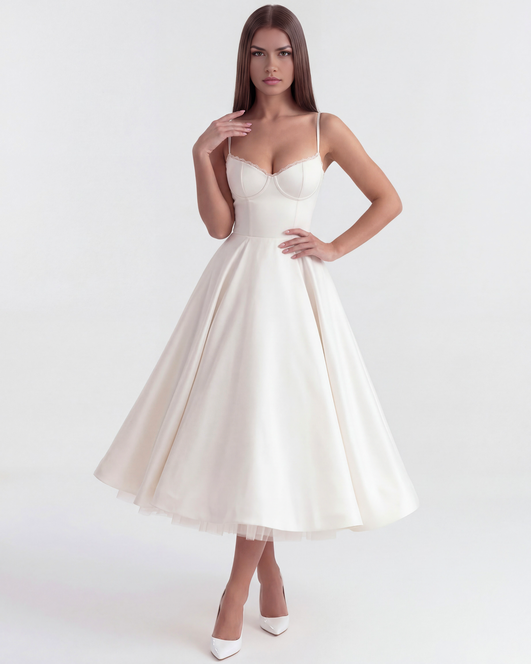 Selene | Midi Dress with Tulle Layers