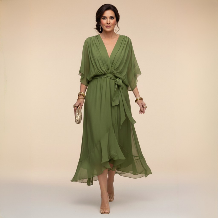 Marta | Chiffon Dress with V-Neckline