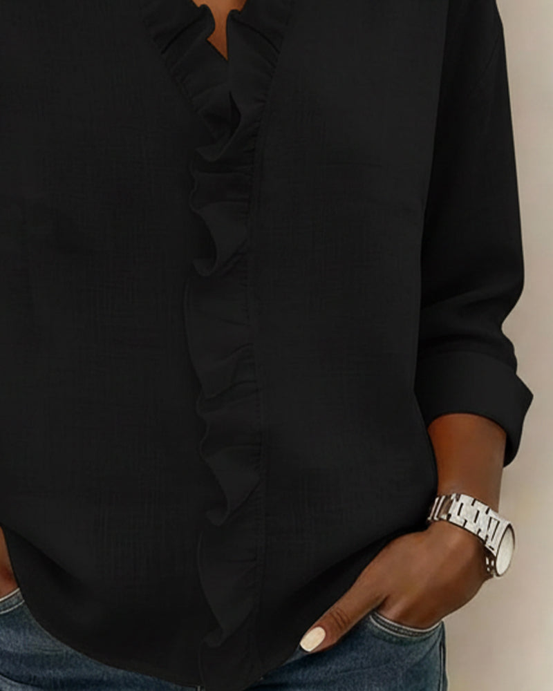 Amelia | V-Neck Blouse with Long Sleeves