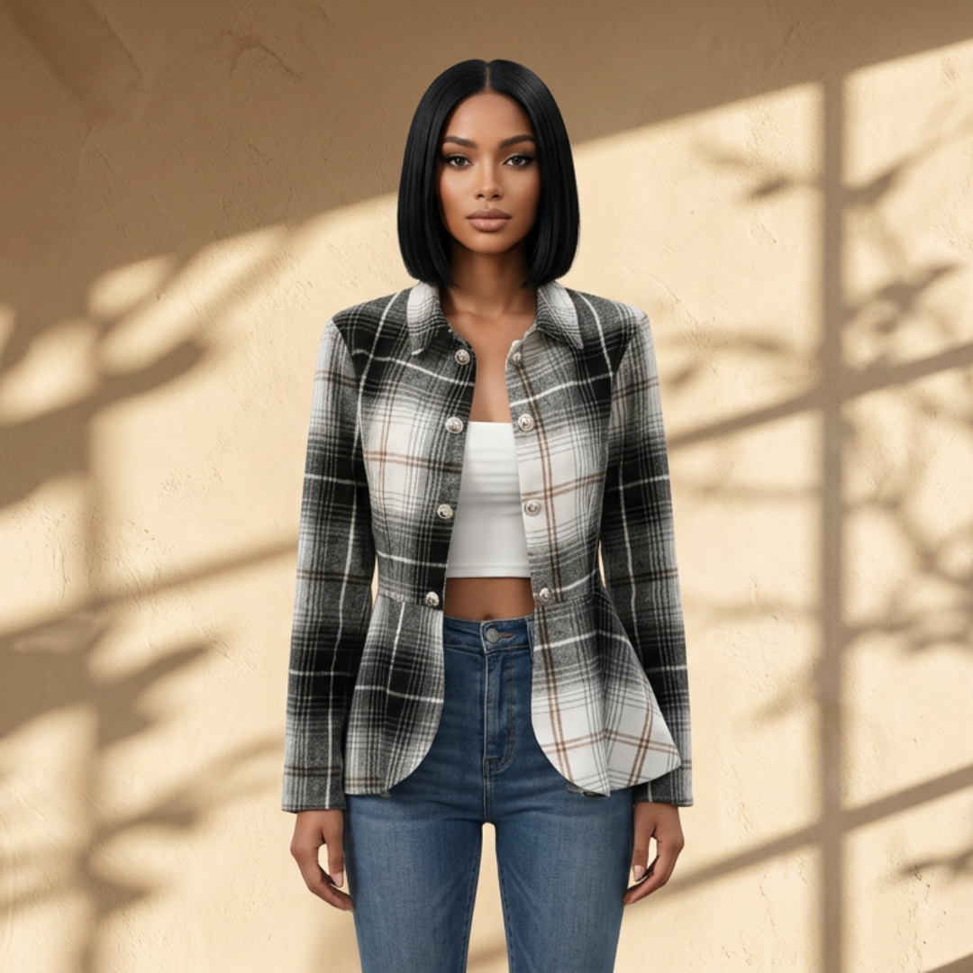 Lina™ - Elegant Plaid Blazer