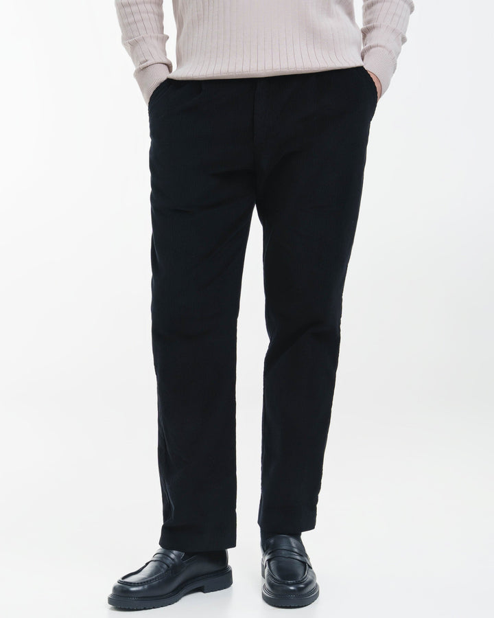 Cord Buckle Pants Regular Fit (Black)