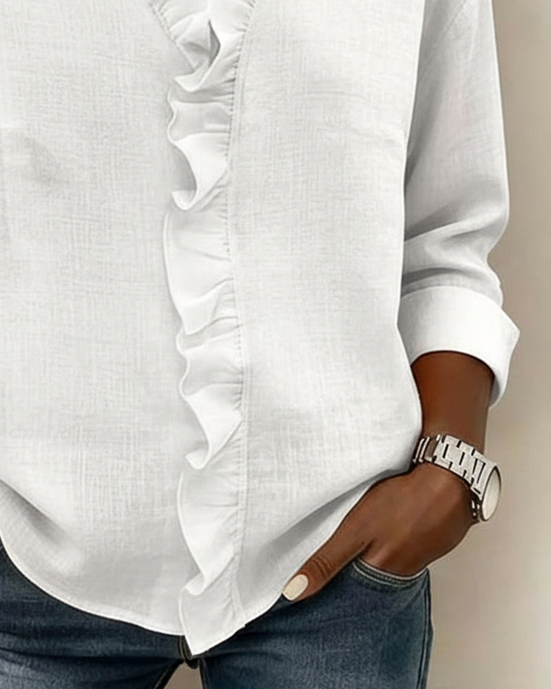 Amelia | V-Neck Blouse with Long Sleeves