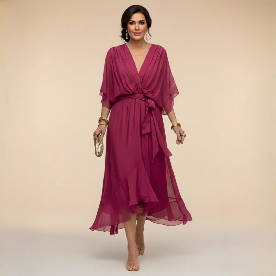 Marta | Chiffon Dress with V-Neckline