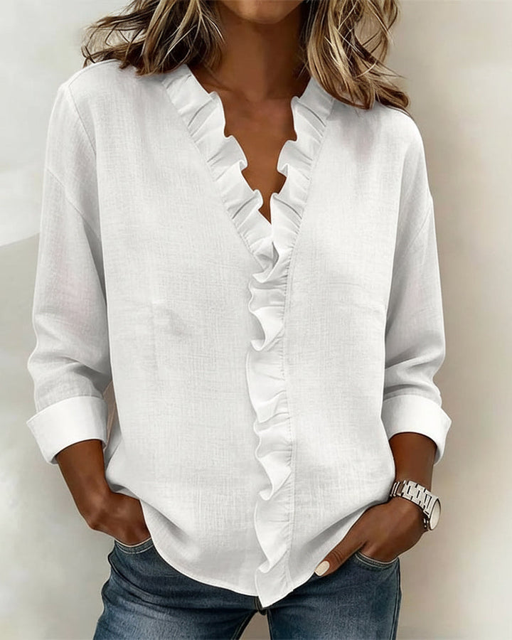 Amelia | V-Neck Blouse with Long Sleeves