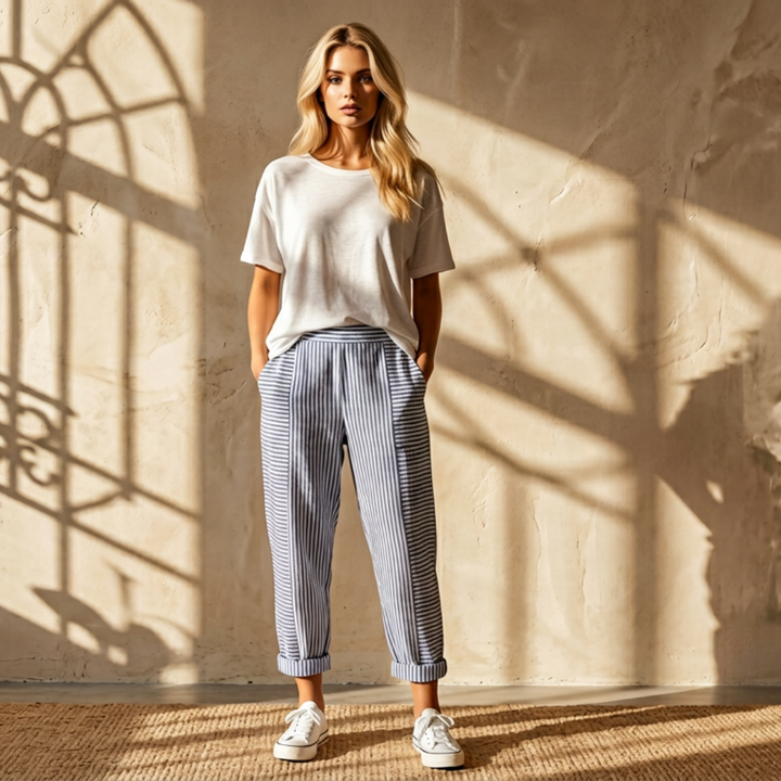 Violet | Striped High Waist Trousers