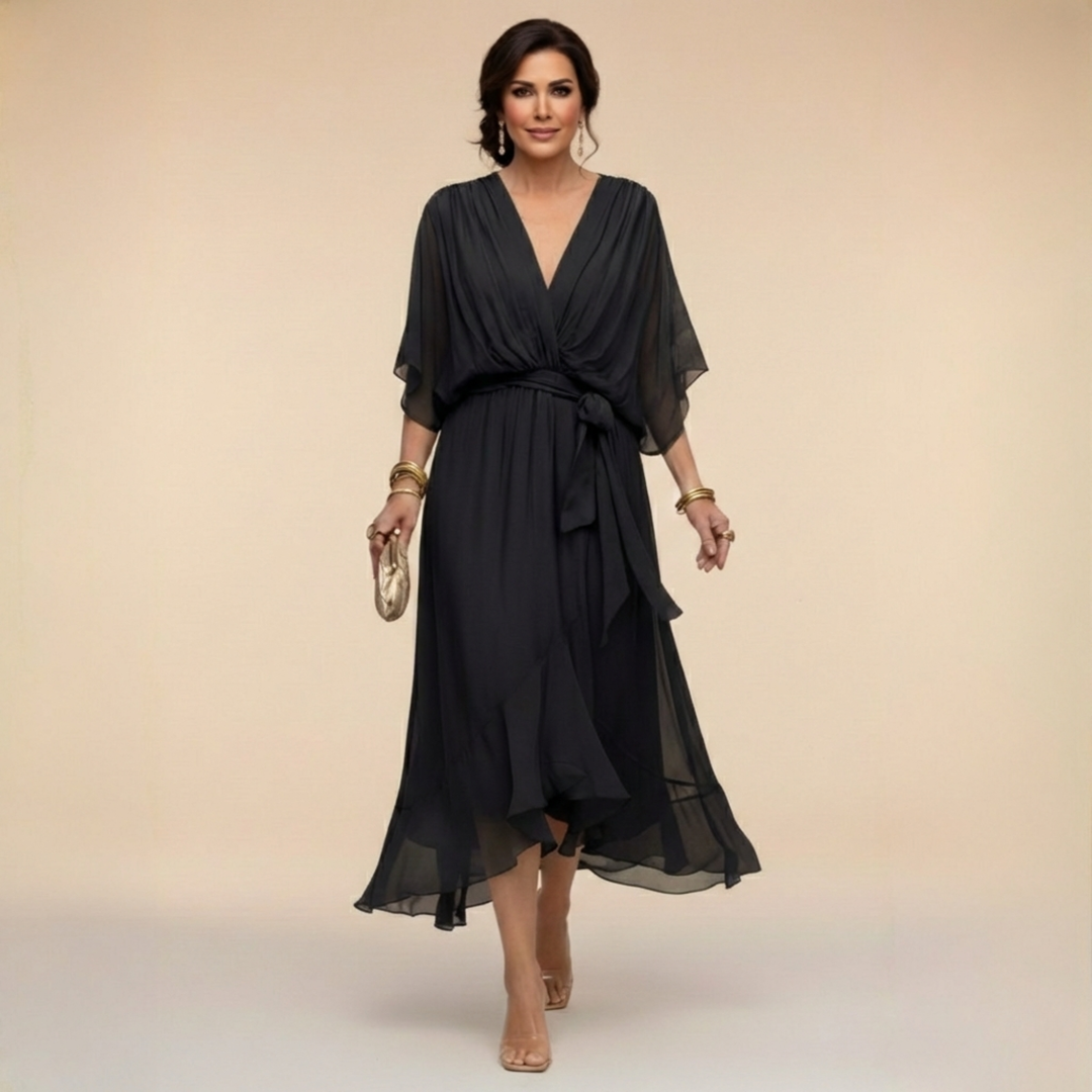 Marta | Chiffon Dress with V-Neckline