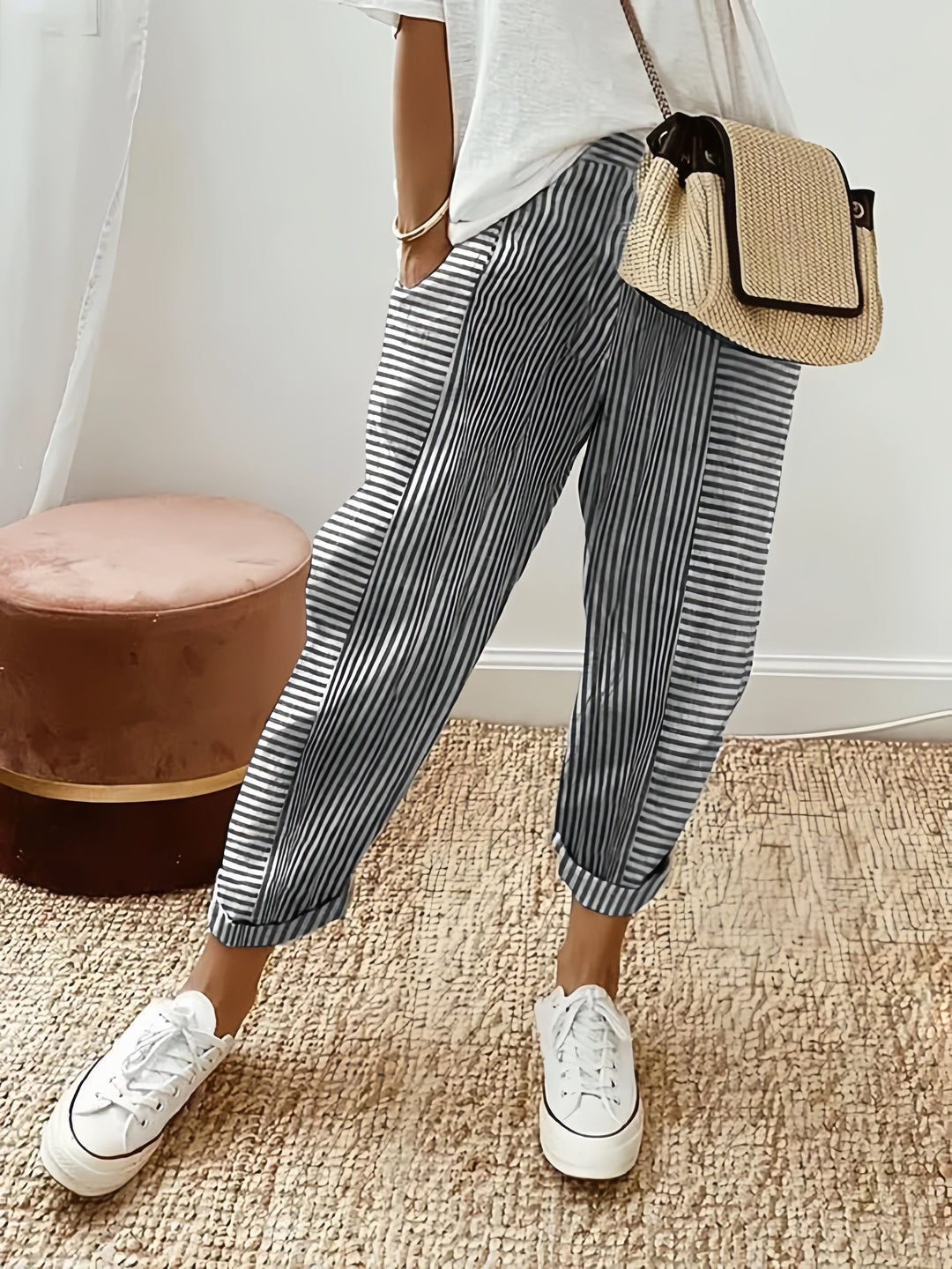 Violet | Striped High Waist Trousers
