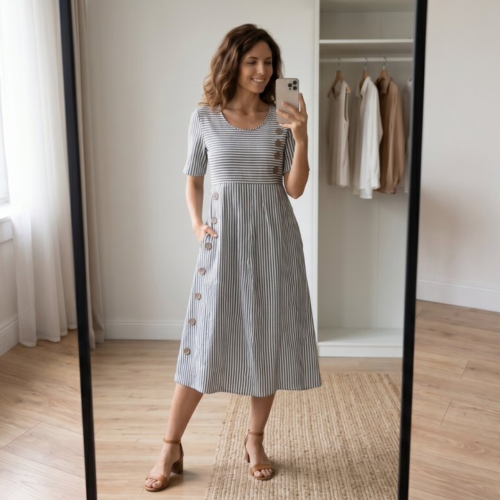 Brienne | Striped Midi Dress