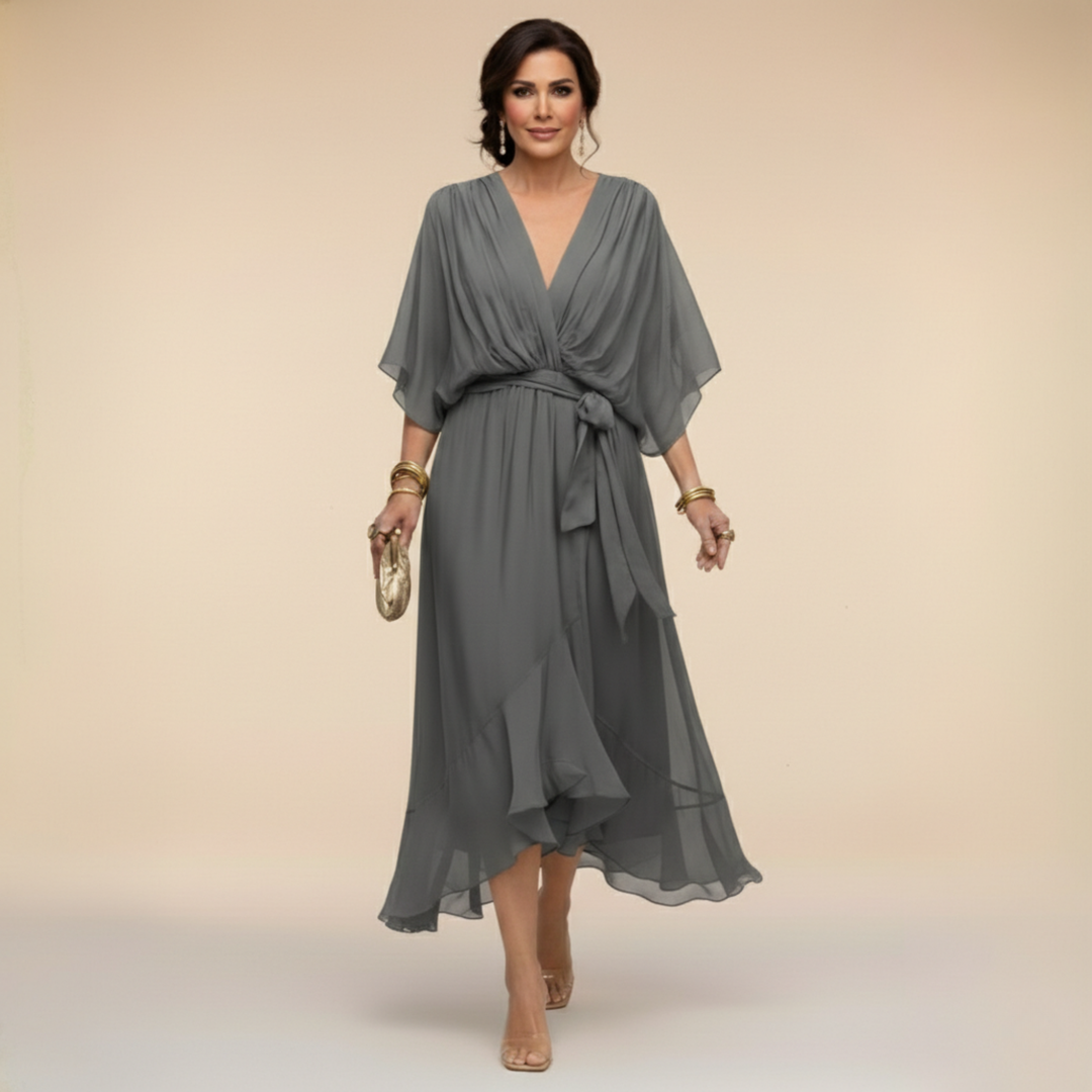 Marta | Chiffon Dress with V-Neckline