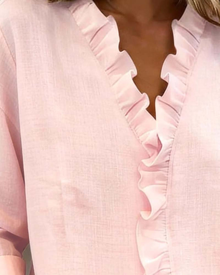 Amelia | V-Neck Blouse with Long Sleeves