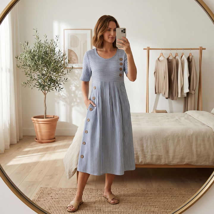 Brienne | Striped Midi Dress
