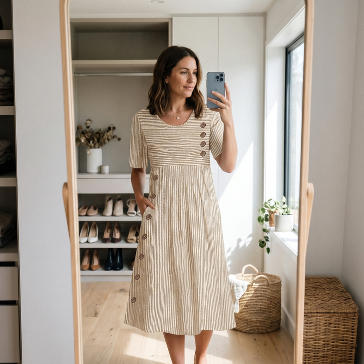 Brienne | Striped Midi Dress