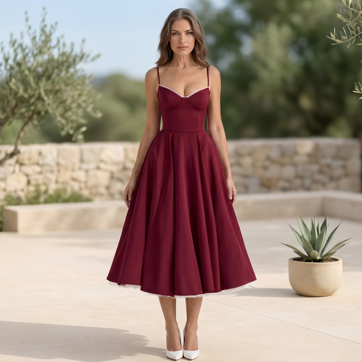 Selene | Midi Dress with Tulle Layers