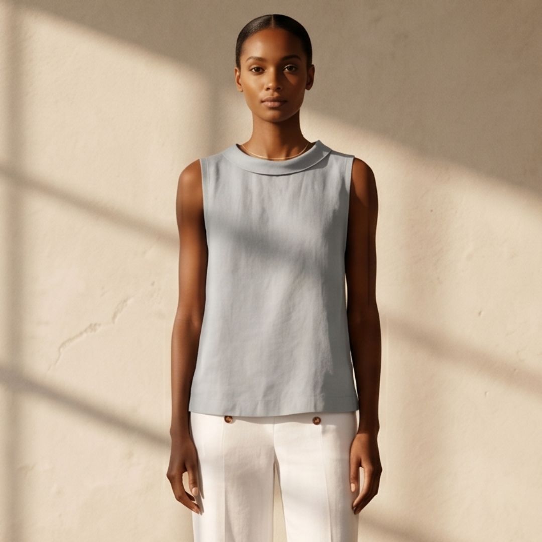 Jamie | Elegant Top with Roll Collar