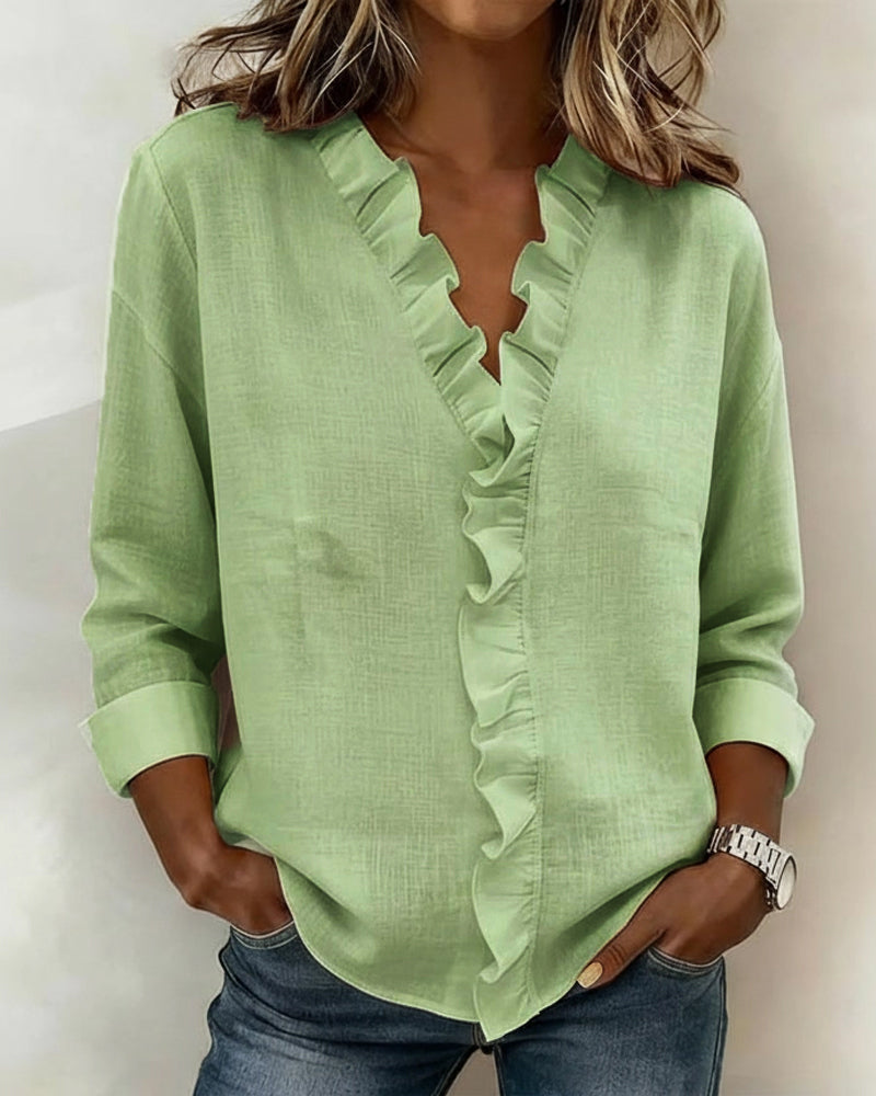 Amelia | V-Neck Blouse with Long Sleeves