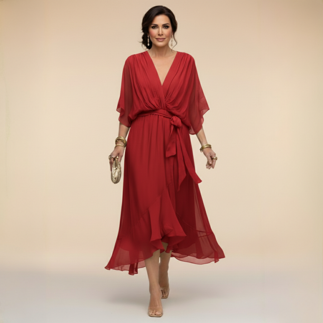Marta | Chiffon Dress with V-Neckline