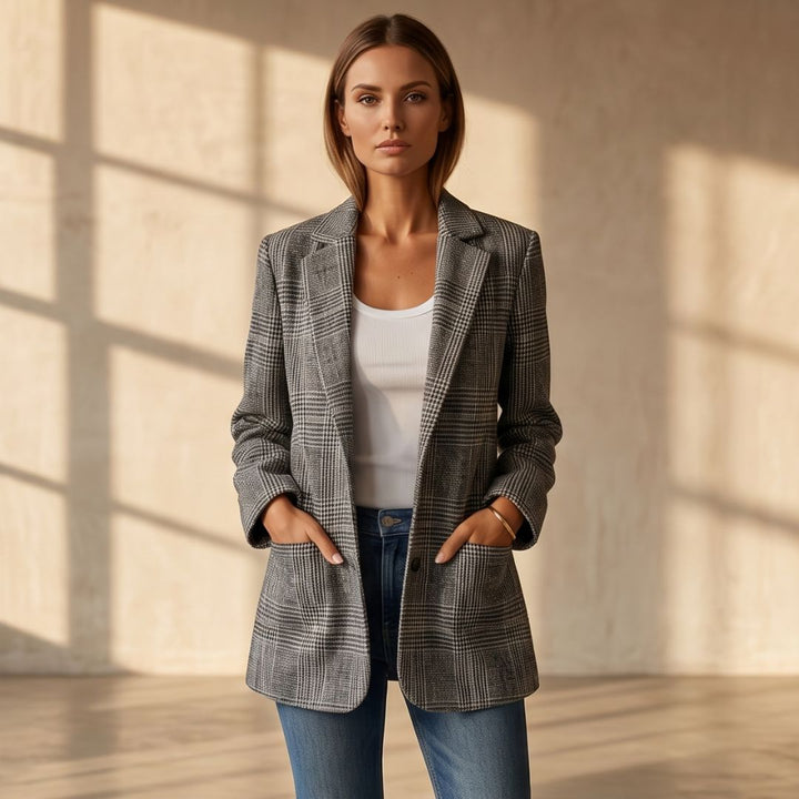 Amelia™ - Casual Check Blazer with Lapels
