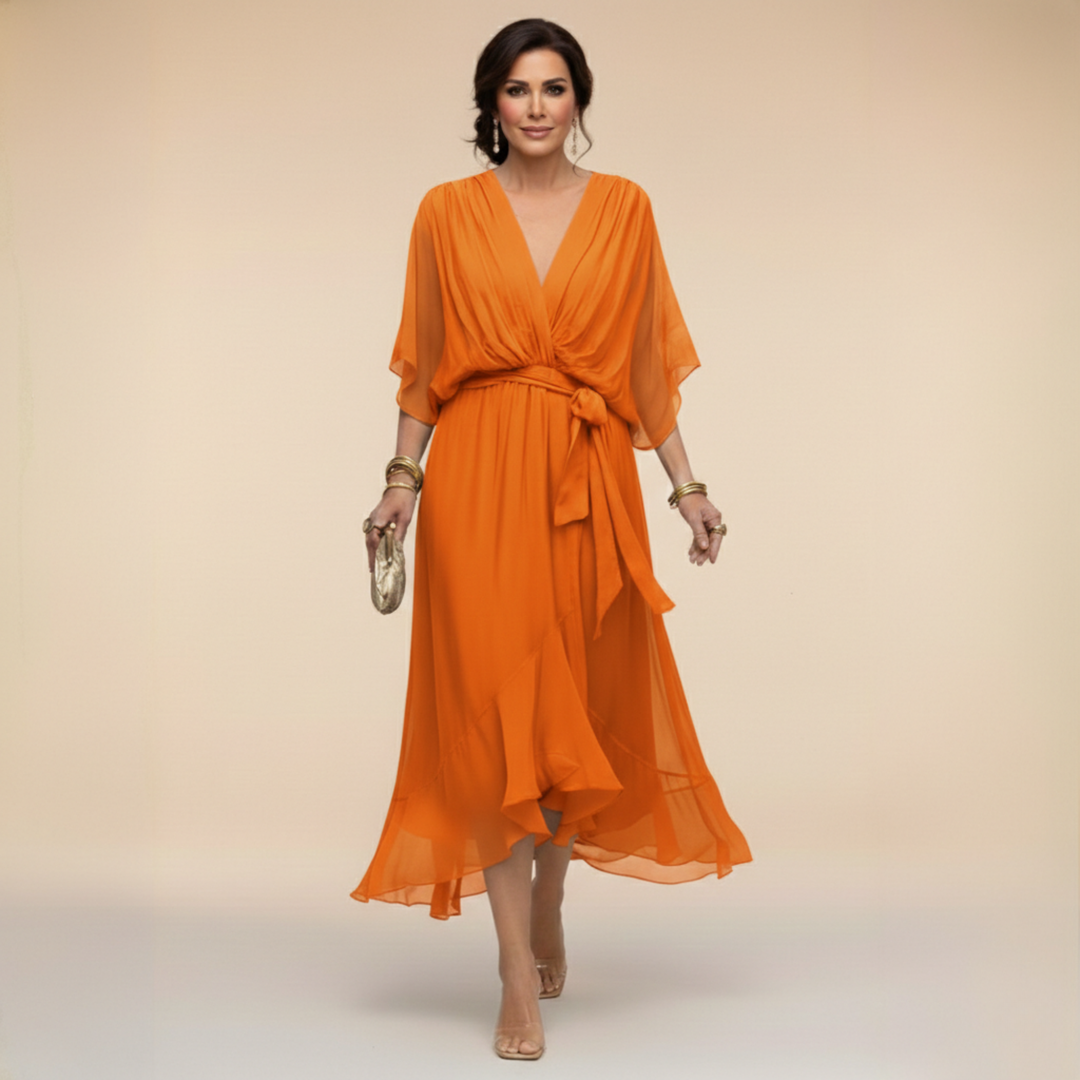 Marta | Chiffon Dress with V-Neckline
