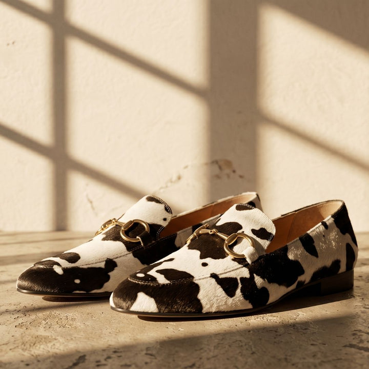 SPOTTED LOAFERS WITH GOLDEN CLIP