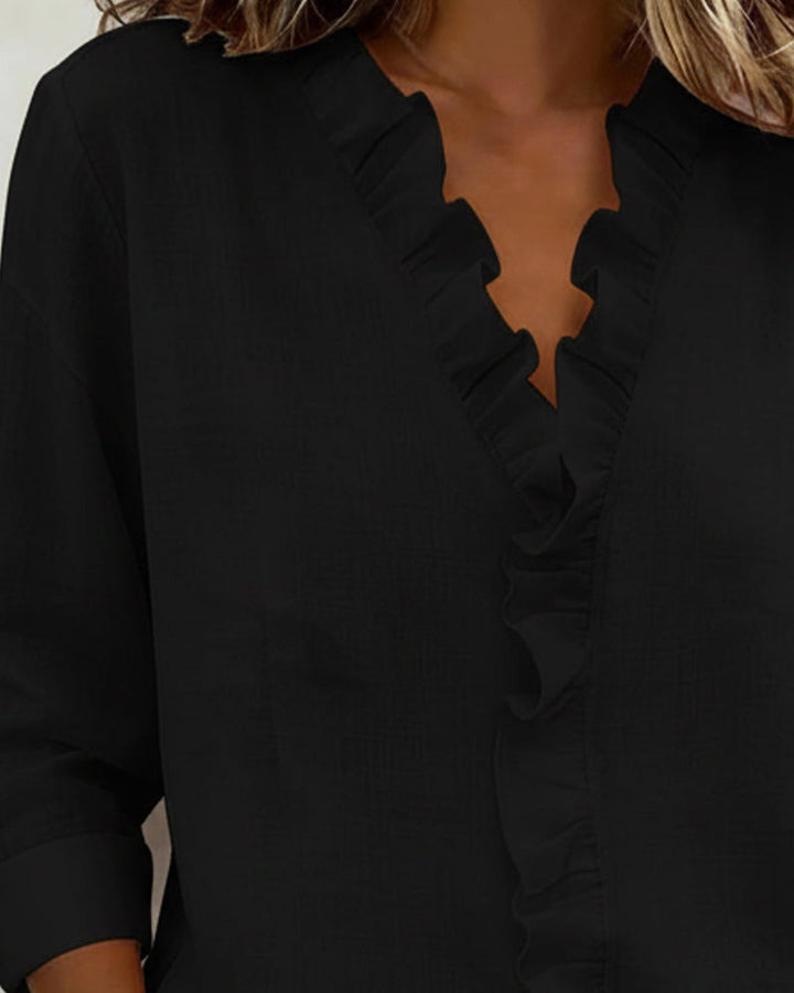 Amelia | V-Neck Blouse with Long Sleeves