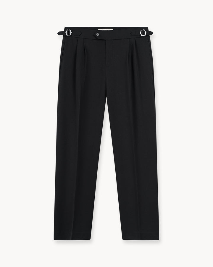 Buckle Suit Trousers Loose Fit (Black)