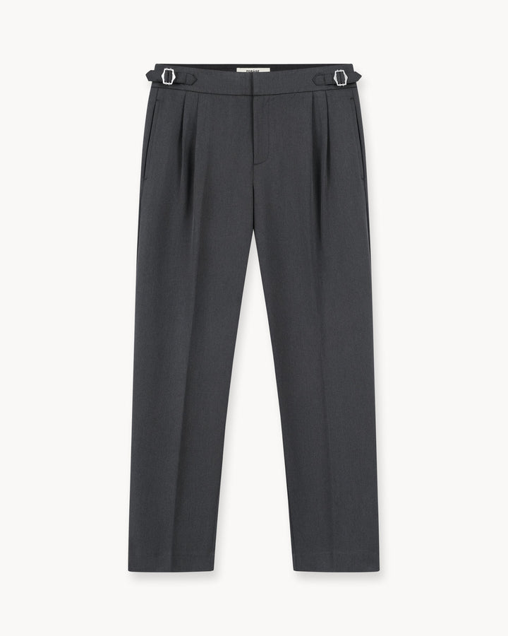 Buckle Suit Trousers Regular Fit (Dark Grey)