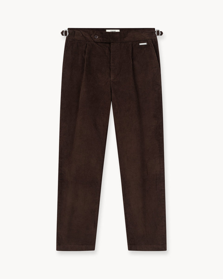 Cord Buckle Pants Regular Fit (Brown)