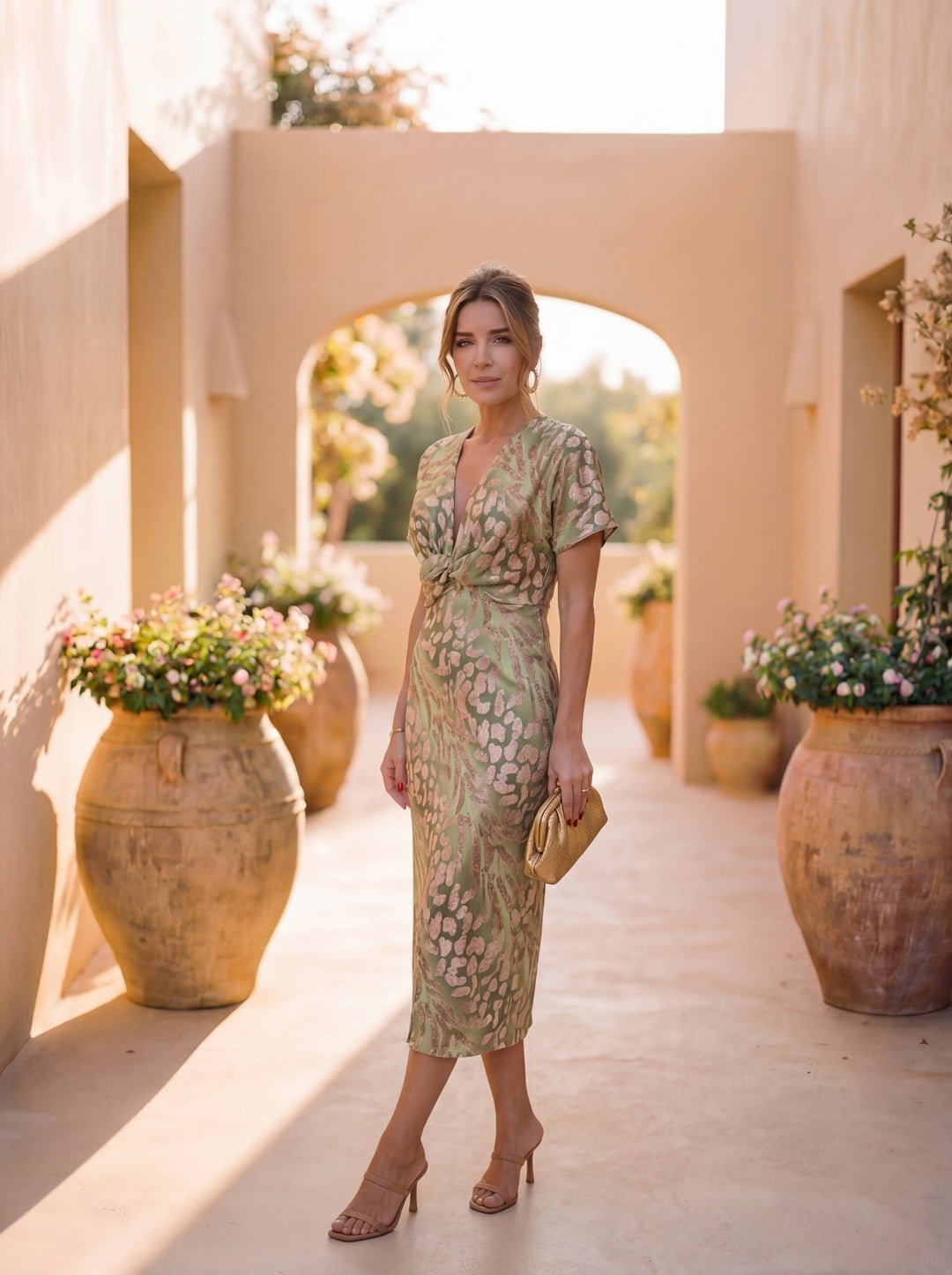 Nice | Elegant Twist-Waist Midi Dress