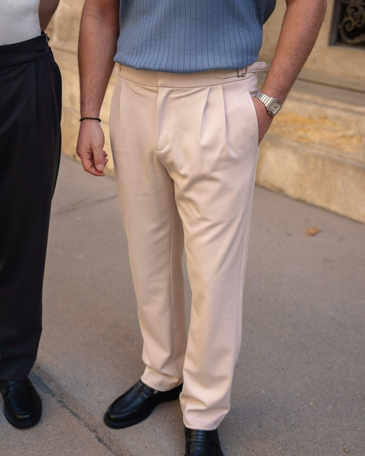 Buckle Suit Pants Regular Fit (Oatmeal)