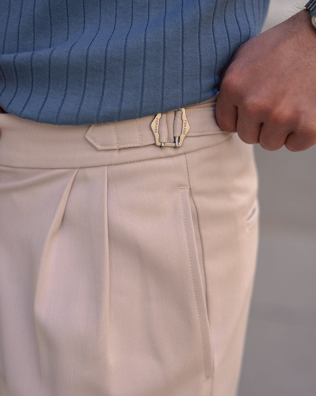 Buckle Suit Pants Regular Fit (Oatmeal)