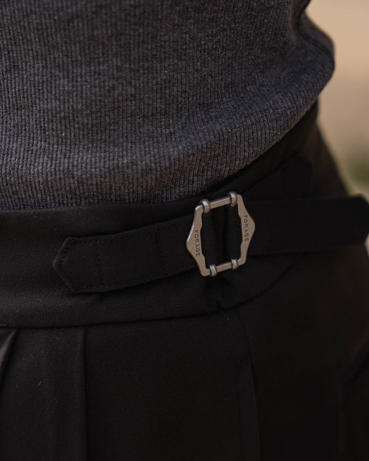 Buckle Suit Trousers Loose Fit (Black)
