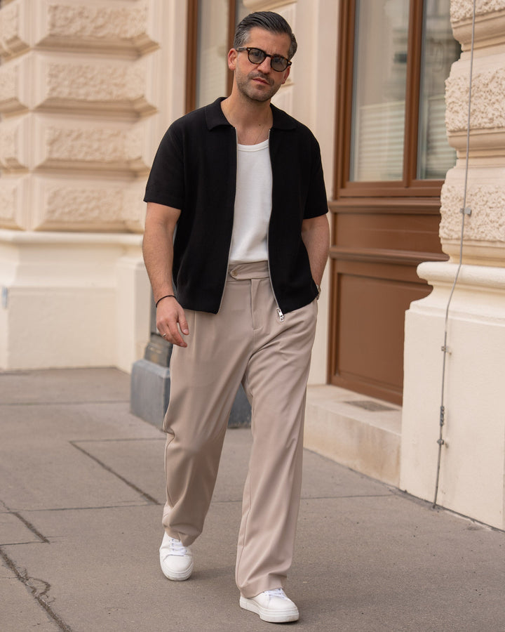 Buckle Suit Pants Loose Fit (Taupe)