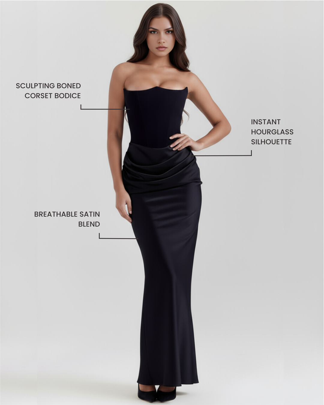 Rosalind | Maxi Dress with Sculpted Strapless Corset