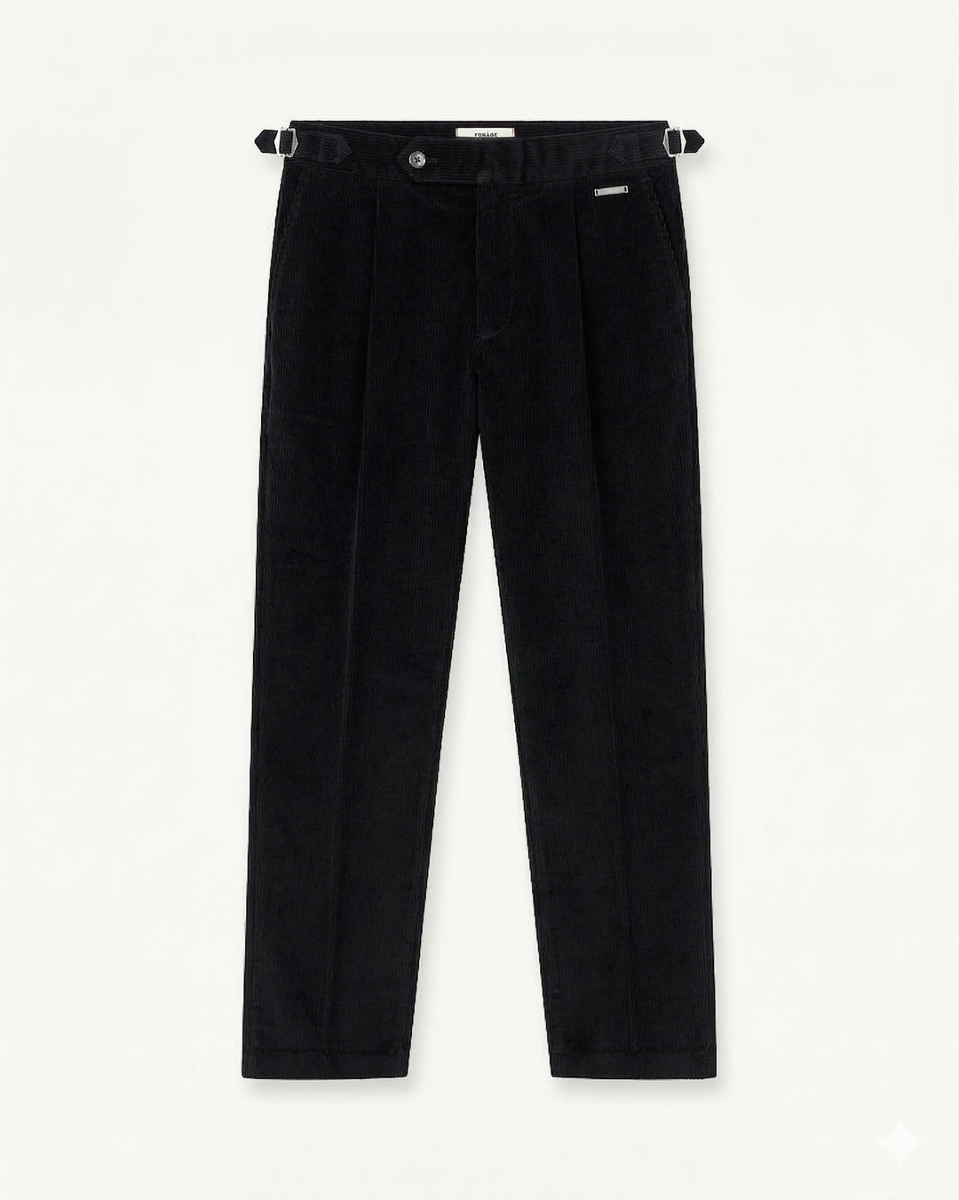 Cord Buckle Pants Regular Fit (Black)