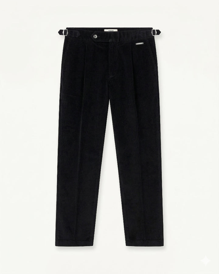 Cord Buckle Pants Regular Fit (Black)