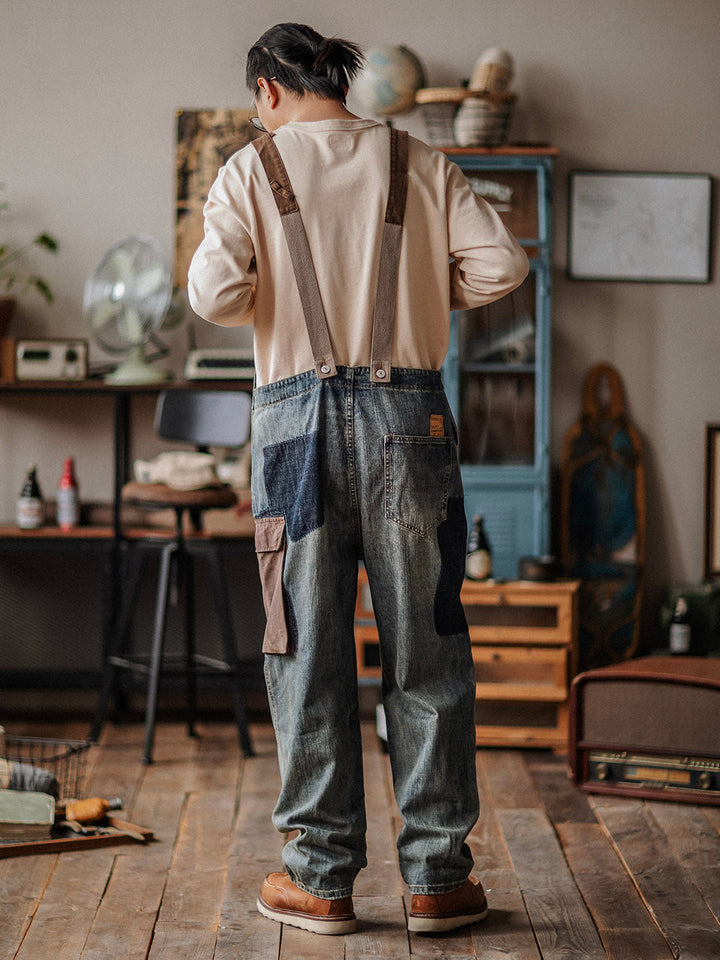 Contrast Denim Overalls