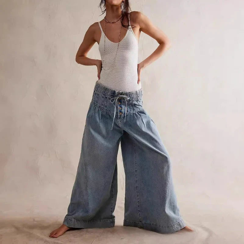Solen | Denim High Waist Trousers