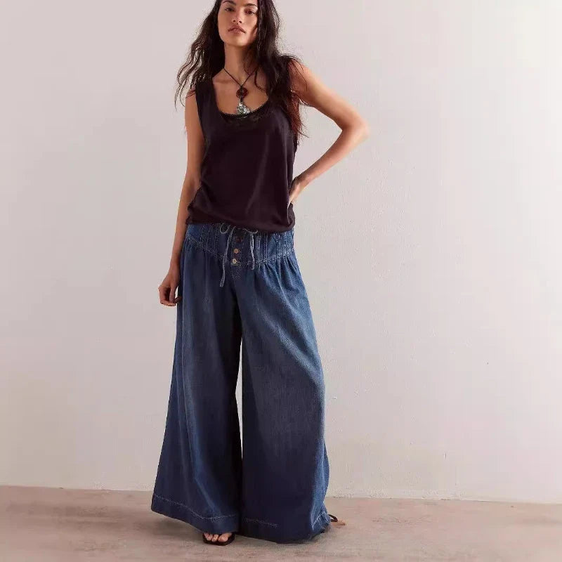 Solen | Denim High Waist Trousers