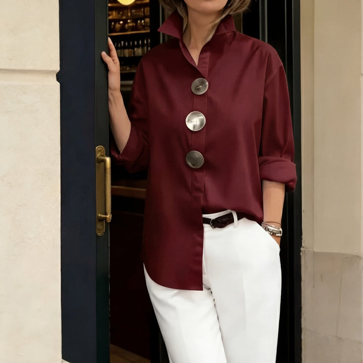 Martina | Shirt with Structured Collar and Oversized Buttons