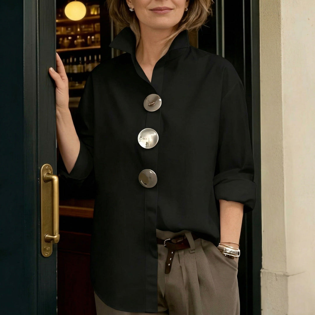 Martina | Shirt with Structured Collar and Oversized Buttons