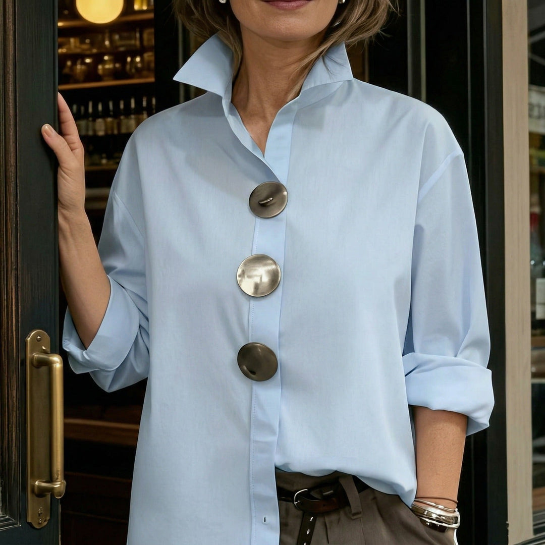 Martina | Shirt with Structured Collar and Oversized Buttons