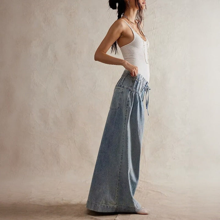 Solen | Denim High Waist Trousers