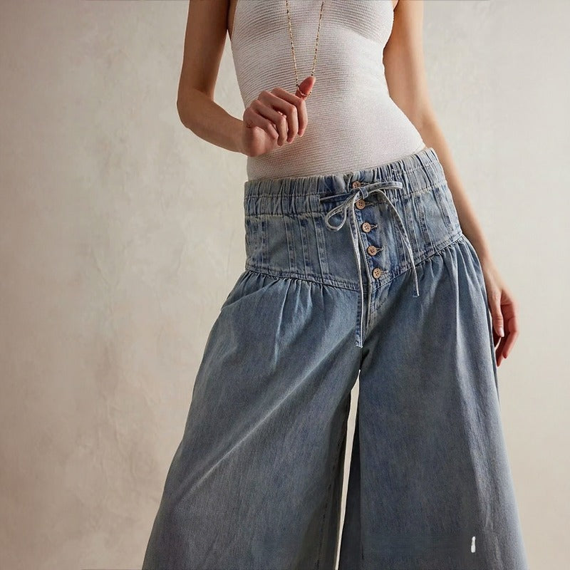 Solen | Denim High Waist Trousers